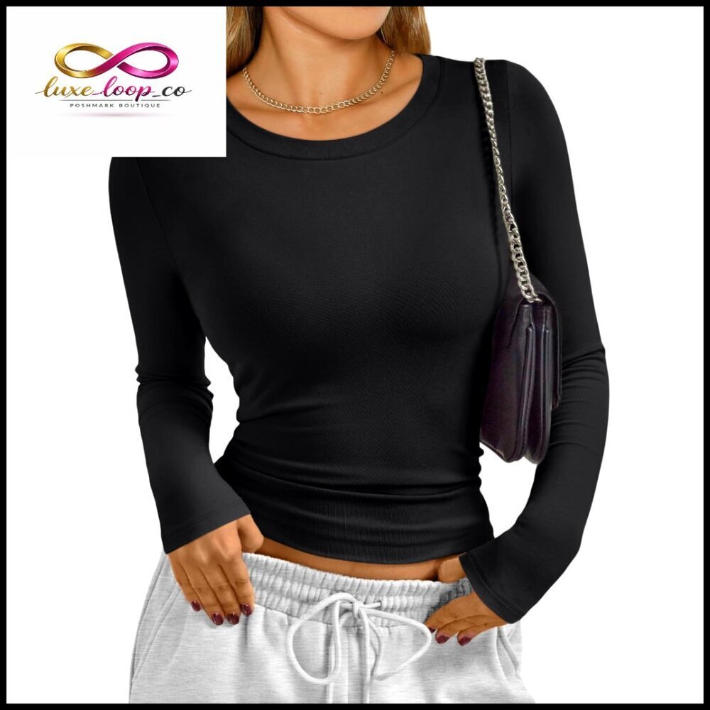 Long Sleeve Crop Top Slim Fit Y2K Casual Stretch Basic T-Shirt Winter Fashion